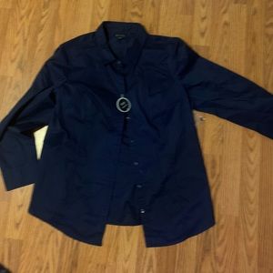 Long sleeve navy blue button up shirt